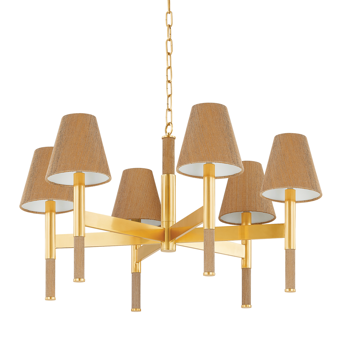 Lindenwood Chandelier 33.5" in aged brass — a Hudson Valley chandelier for dining rooms, entries, and living rooms at Laurie Yapp Home.