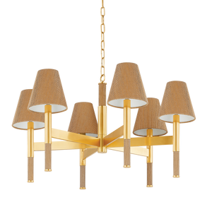 Lindenwood Chandelier 33.5" in aged brass — a Hudson Valley chandelier for dining rooms, entries, and living rooms at Laurie Yapp Home.