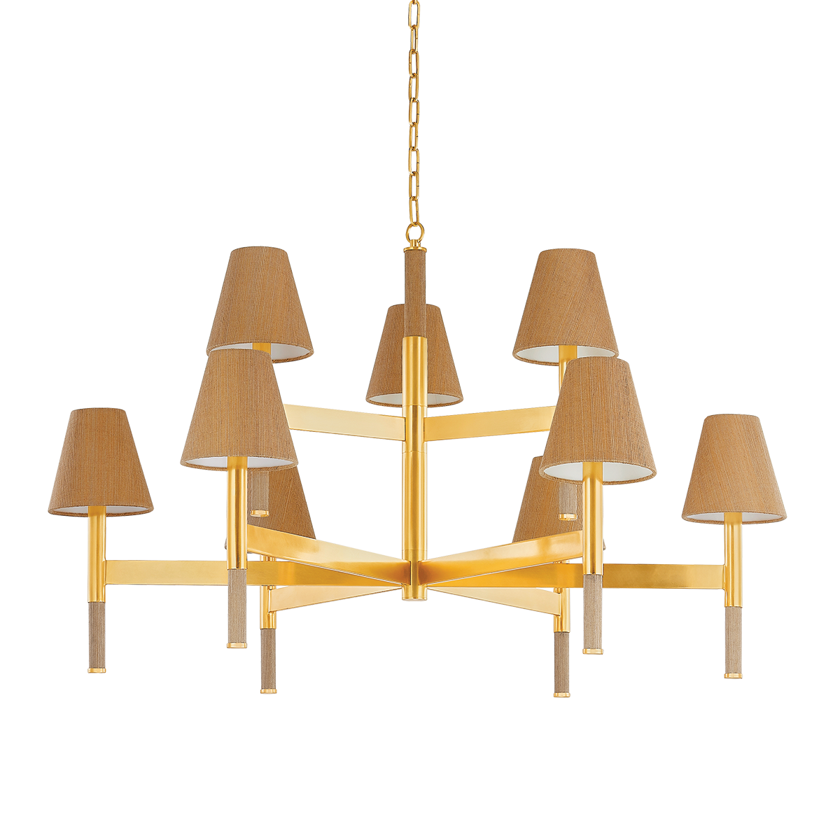 Lindenwood Chandelier 47.5" in aged brass — a Hudson Valley chandelier for dining rooms, entries, and living rooms at Laurie Yapp Home.