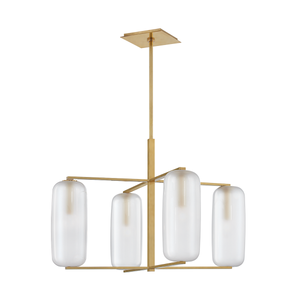 Pebble Chandelier 33.5" in aged brass — a Hudson Valley chandelier for dining rooms, entries, and living rooms at Laurie Yapp Home.