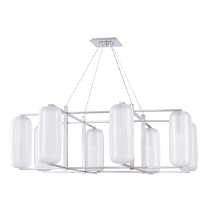 Pebble Chandelier 48" in polished nickel shown from a second angle to highlight the frame, arms, and shade detail.