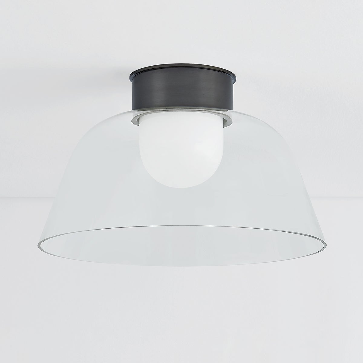 Close-up of the Lakeside Flush Mount 20" in dark bronze showing the shade profile and mounting canopy.