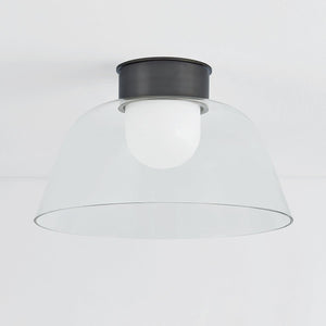 Close-up of the Lakeside Flush Mount 20" in dark bronze showing the shade profile and mounting canopy.