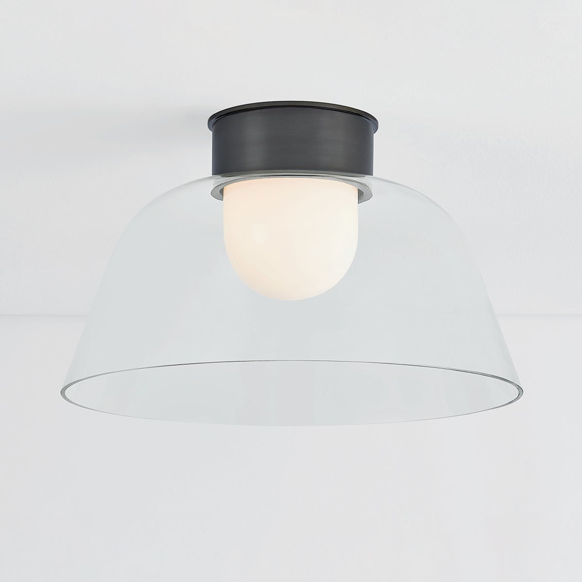 Close-up of the Lakeside Flush Mount 20" in dark bronze showing the shade profile and mounting canopy.