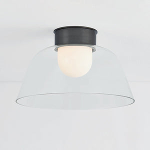 Close-up of the Lakeside Flush Mount 20" in dark bronze showing the shade profile and mounting canopy.