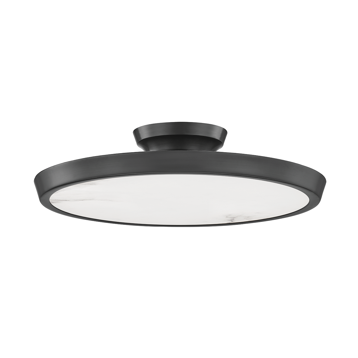 Draper Flush Mount in bronze shown from a second angle to highlight the shade profile and mounting canopy.