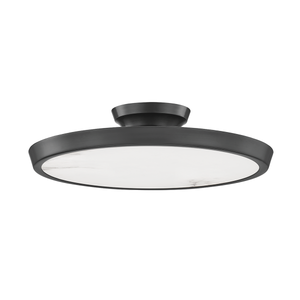 Draper Flush Mount in bronze shown from a second angle to highlight the shade profile and mounting canopy.