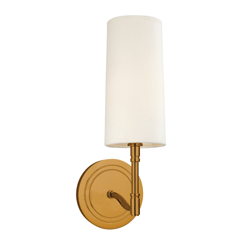Dillon Wall Sconce 4.5" in aged brass — a Hudson Valley wall sconce for bathrooms, hallways, and living rooms at Laurie Yapp Home.