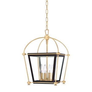 Hollis Lantern 12.75" in aged brass — a Hudson Valley lantern for entries, foyers, and covered porches at Laurie Yapp Home.