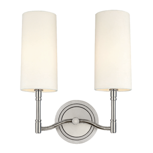 Dillon Wall Sconce 11.75" in polished nickel shown from a second angle to highlight the arm curve and shade silhouette.