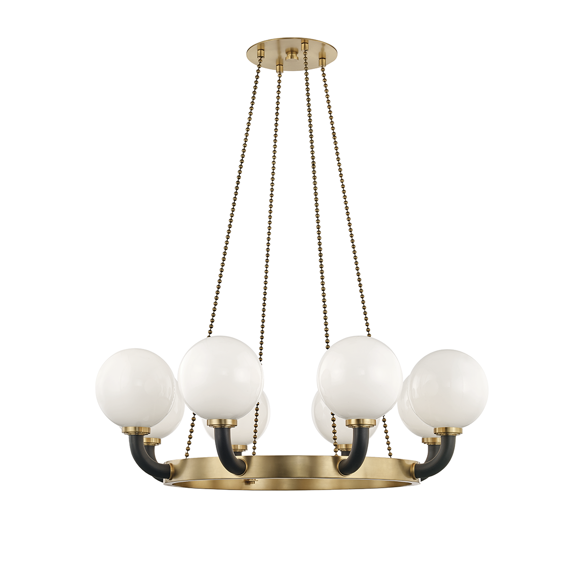 Werner Chandelier 46" in aged brass — a Hudson Valley chandelier for dining rooms, entries, and living rooms at Laurie Yapp Home.