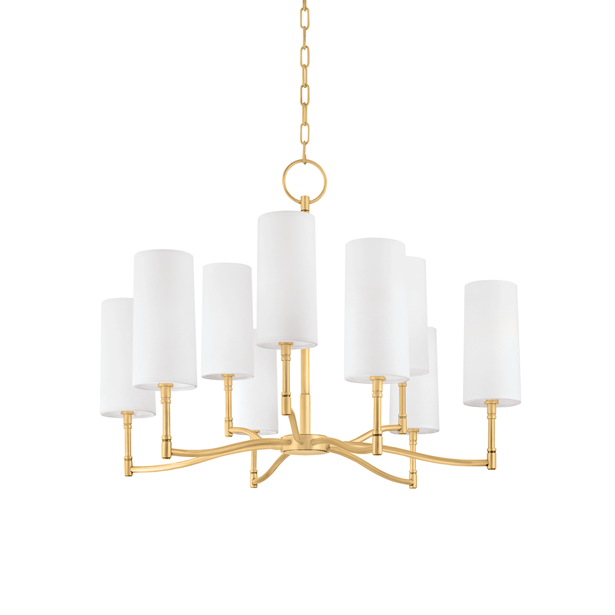 Dillon Chandelier 30" in aged brass — a Hudson Valley chandelier for dining rooms, entries, and living rooms at Laurie Yapp Home.