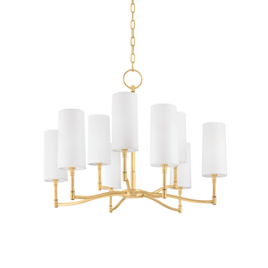 Dillon Chandelier 30" in aged brass — a Hudson Valley chandelier for dining rooms, entries, and living rooms at Laurie Yapp Home.