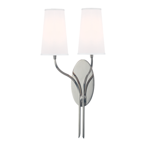 Rutland Wall Sconce 12" in polished nickel shown from a second angle to highlight the arm curve and shade silhouette.