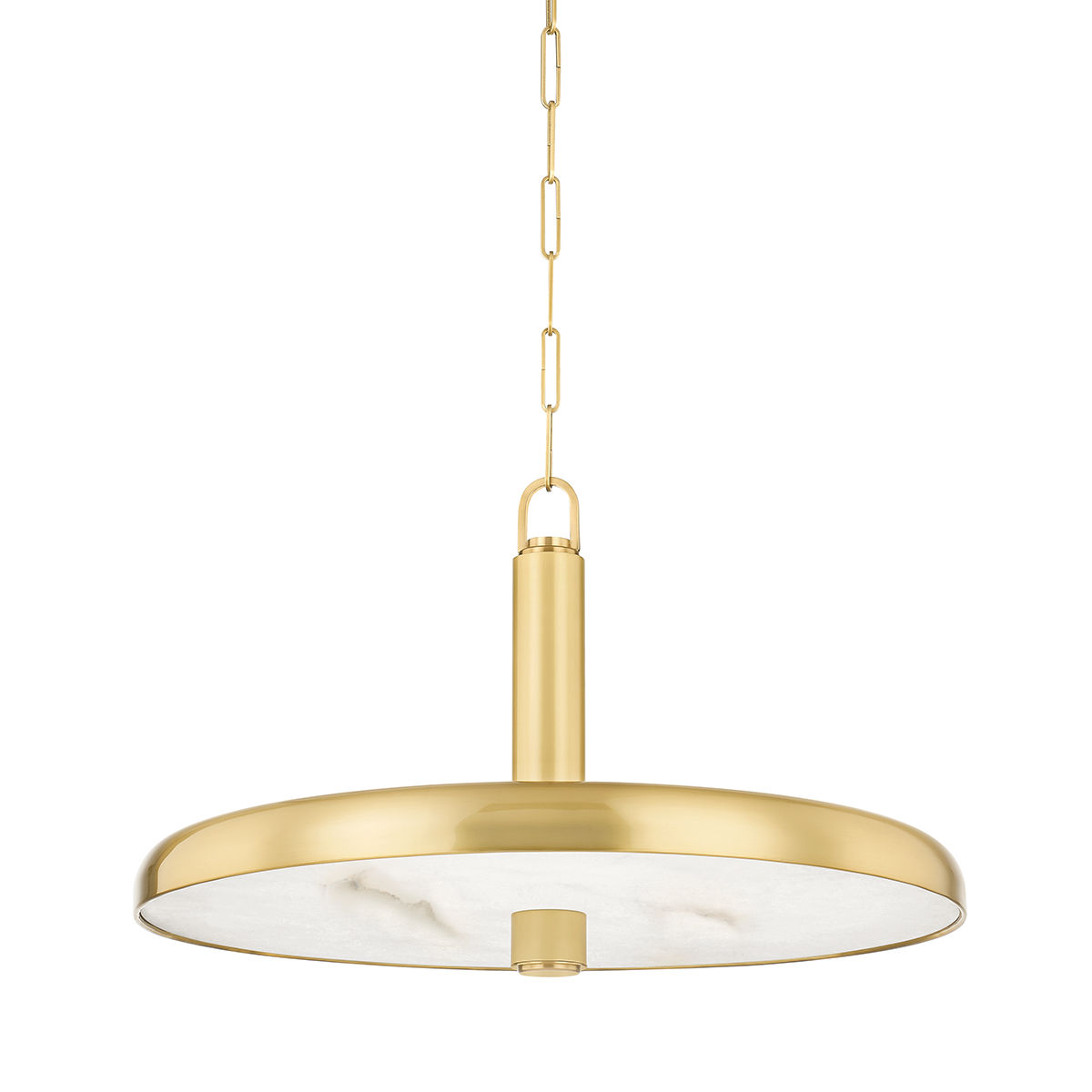 Reynolds Pendant 28" in aged brass — a Hudson Valley pendant for kitchens, entries, and dining rooms at Laurie Yapp Home.
