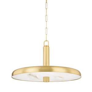 Reynolds Pendant 28" in aged brass — a Hudson Valley pendant for kitchens, entries, and dining rooms at Laurie Yapp Home.