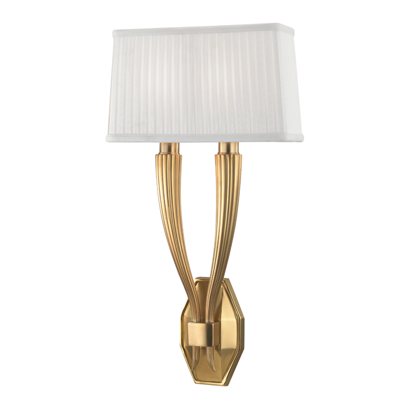 Erie Wall Sconce in aged brass — a Hudson Valley wall sconce for bathrooms, hallways, and living rooms at Laurie Yapp Home.