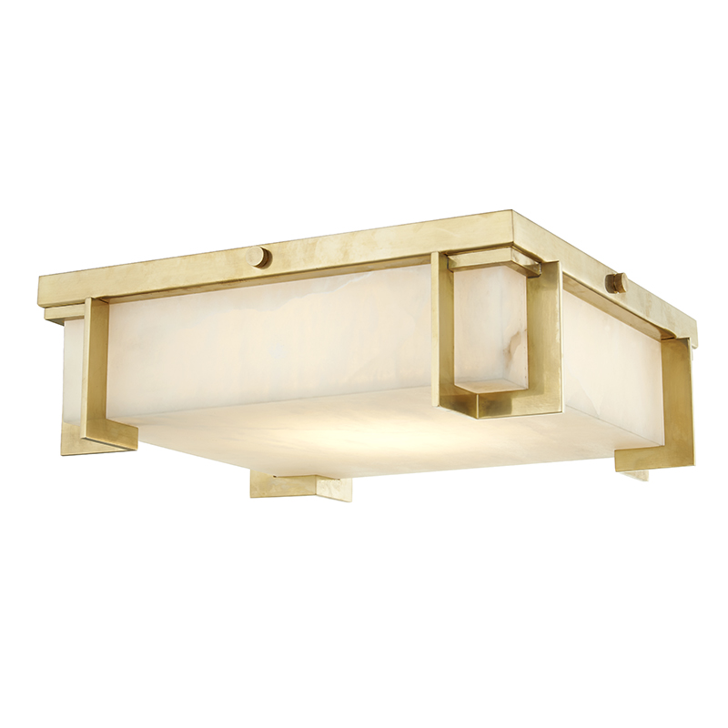 Delmar Flush Mount in aged brass — a Hudson Valley flush mount for hallways, bedrooms, and entryways at Laurie Yapp Home.