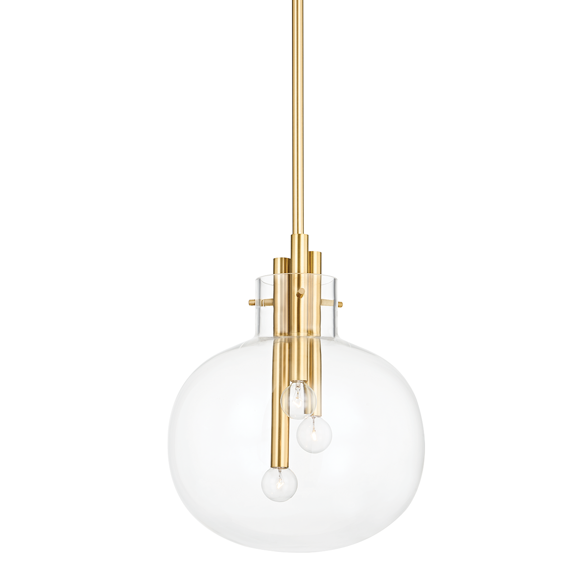 Hempstead Pendant 13.75" in aged brass — a Hudson Valley pendant for kitchens, entries, and dining rooms at Laurie Yapp Home.