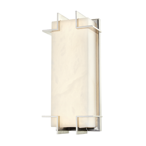 Delmar Wall Sconce in polished nickel shown from a second angle to highlight the arm curve and shade silhouette.