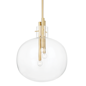 Hempstead Pendant 18.25" in aged brass — a Hudson Valley pendant for kitchens, entries, and dining rooms at Laurie Yapp Home.