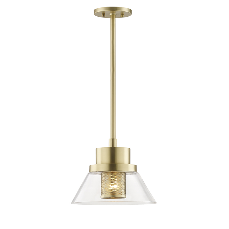 Paoli Pendant 12" in aged brass — a Hudson Valley pendant for kitchens, entries, and dining rooms at Laurie Yapp Home.