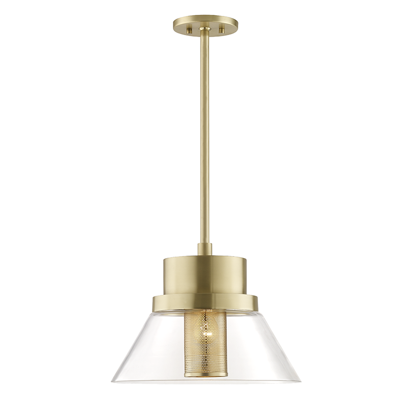 Paoli Pendant 15.75" in aged brass — a Hudson Valley pendant for kitchens, entries, and dining rooms at Laurie Yapp Home.