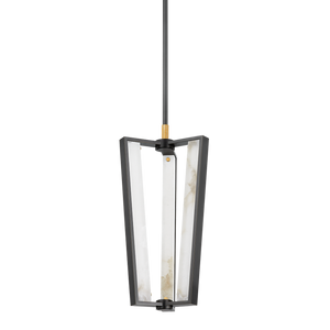Edgemere Pendant 11" in aged brass shown from a second angle to highlight the shade shape and metal detail.