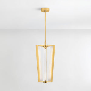 Close-up of the Edgemere Pendant 11" in aged brass showing the shade shape and metal detail.
