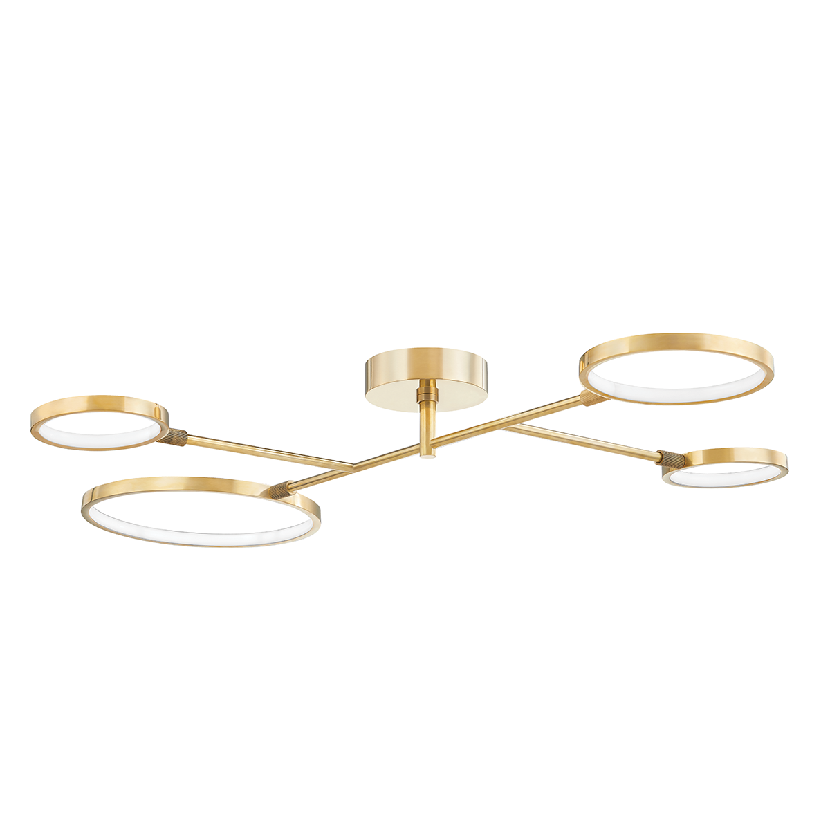 Saturn Semi Flush in aged brass — a Hudson Valley close-to-ceiling fixture for hallways, bedrooms, and entryways at Laurie Yapp Home.
