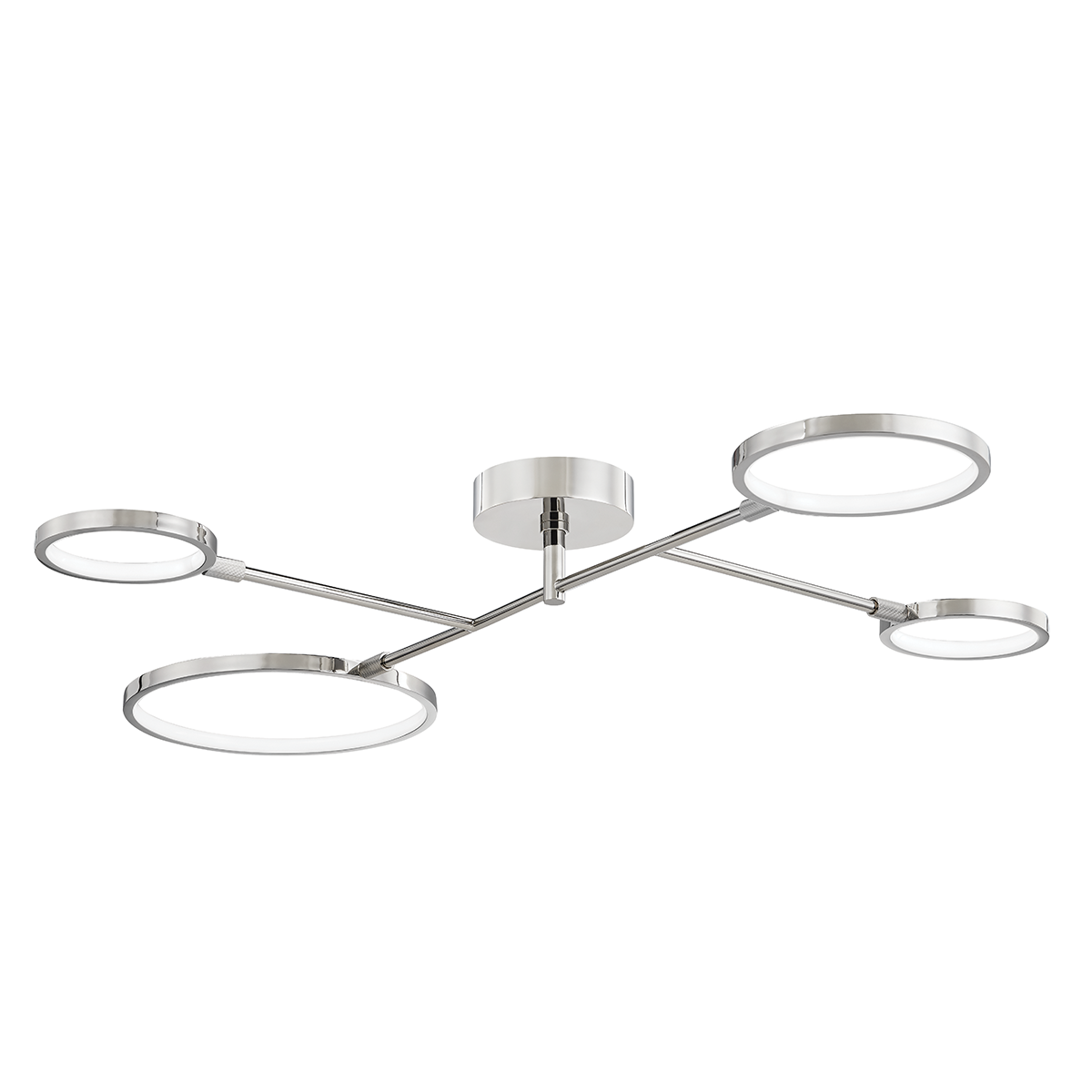 Saturn Semi Flush in polished nickel shown from the front to reveal the shade profile and mounting canopy.