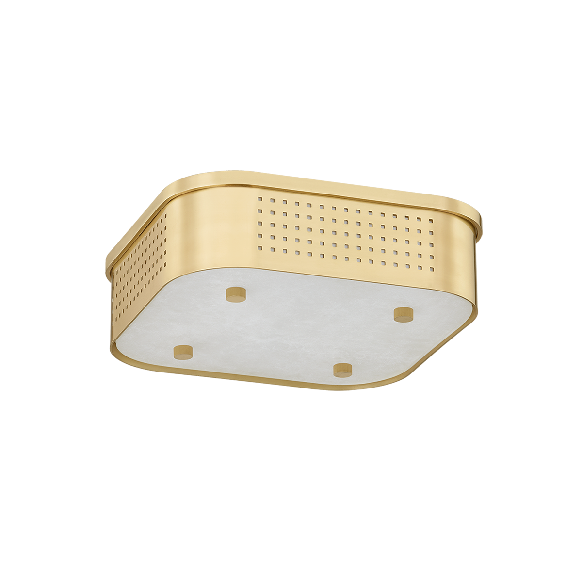 Madison Square Flush Mount in aged brass — a Hudson Valley flush mount for hallways, bedrooms, and entryways at Laurie Yapp Home.