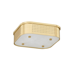 Madison Square Flush Mount in aged brass — a Hudson Valley flush mount for hallways, bedrooms, and entryways at Laurie Yapp Home.