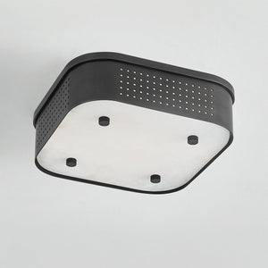 Close-up of the Madison Square Flush Mount in dark bronze showing the shade profile and mounting canopy.
