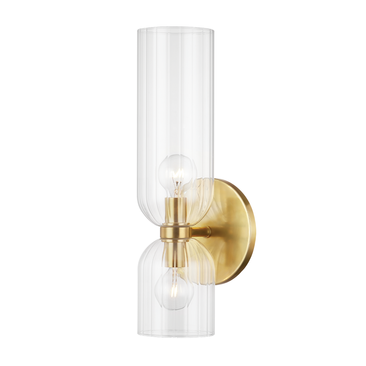 Sayville Wall Sconce in aged brass — a Hudson Valley wall sconce for bathrooms, hallways, and living rooms at Laurie Yapp Home.