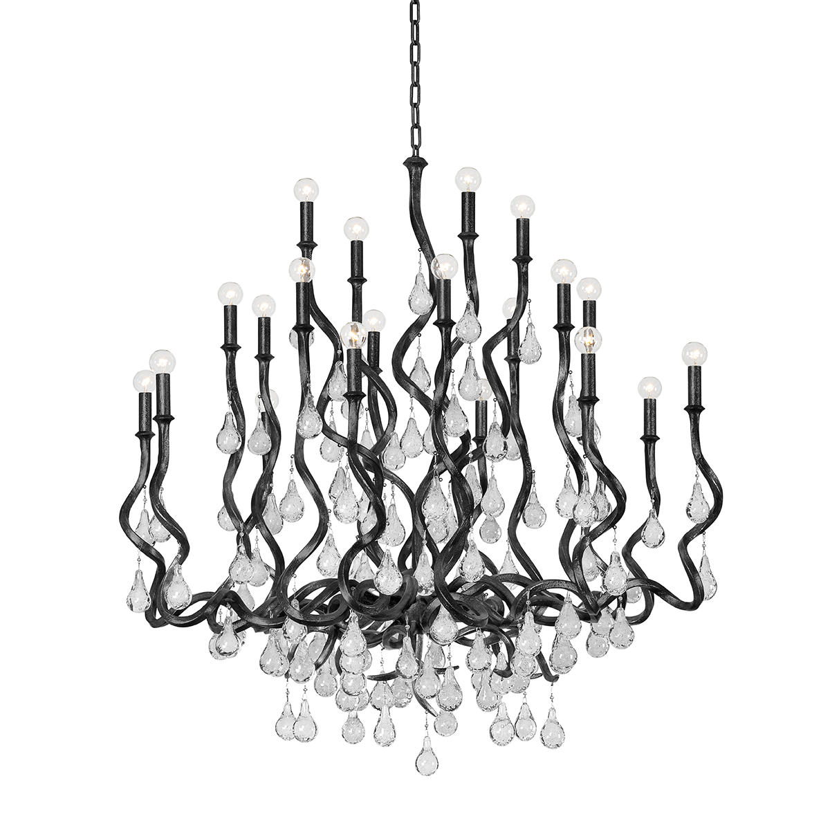 Aveline Chandelier 48" — a Corbett chandelier for dining rooms, entries, and living rooms at Laurie Yapp Home.