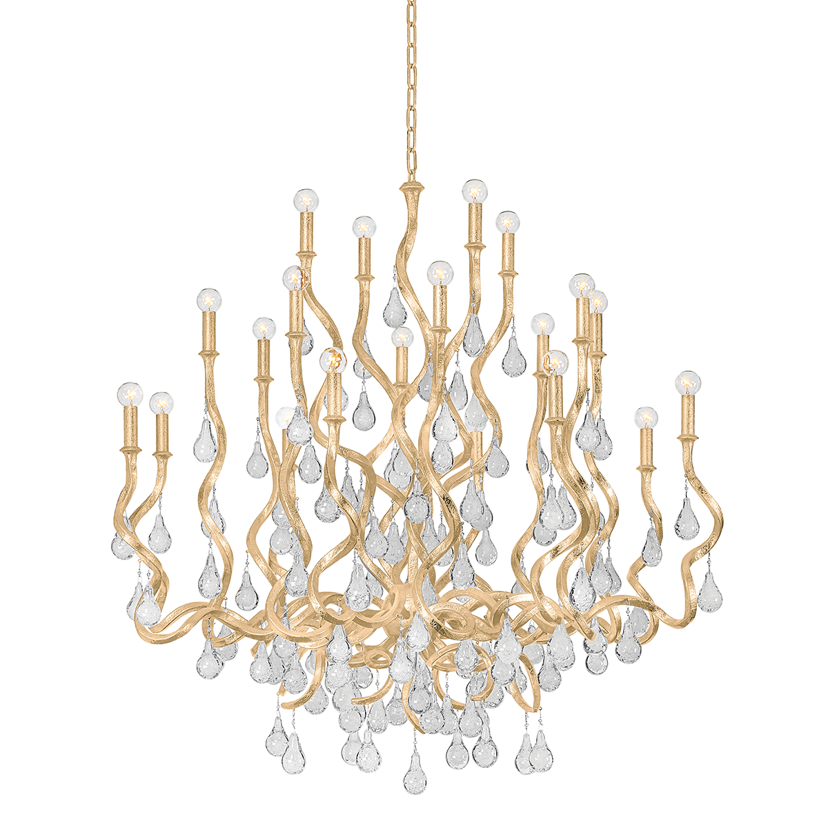 Aveline Chandelier 48" — a Corbett chandelier for dining rooms, entries, and living rooms at Laurie Yapp Home.
