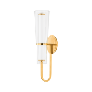 Vancouver Wall Sconce in aged brass — a Hudson Valley wall sconce for bathrooms, hallways, and living rooms at Laurie Yapp Home.