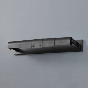 Close-up of the Oneonta Picture Light 24" in dark bronze showing the arm curve and shade proportion.