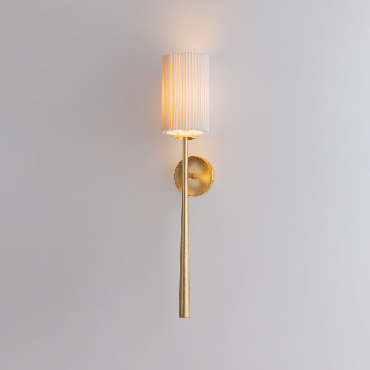 Sterling Wall Sconce shown from the front to reveal the arm curve and shade silhouette.
