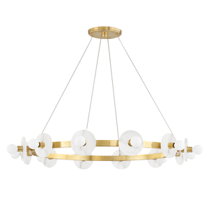 Austen Chandelier 40" x 4.75" in aged brass — a Hudson Valley chandelier for dining rooms, entries, and living rooms at Laurie Yapp Home.