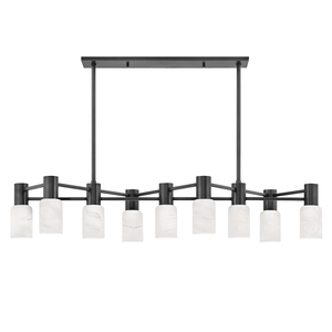 Centerport Linear in bronze shown from a second angle to highlight the extended frame and shade array.