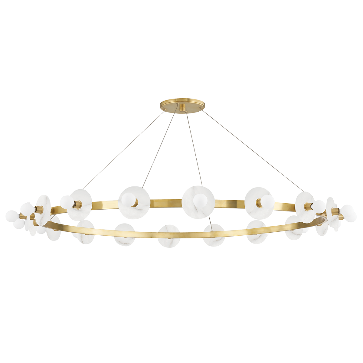 Austen Chandelier 58" x 4.75" in aged brass — a Hudson Valley chandelier for dining rooms, entries, and living rooms at Laurie Yapp Home.