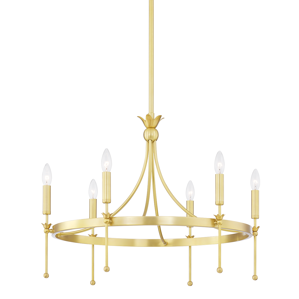 Gates Chandelier 26.75" in aged brass — a Hudson Valley chandelier for dining rooms, entries, and living rooms at Laurie Yapp Home.