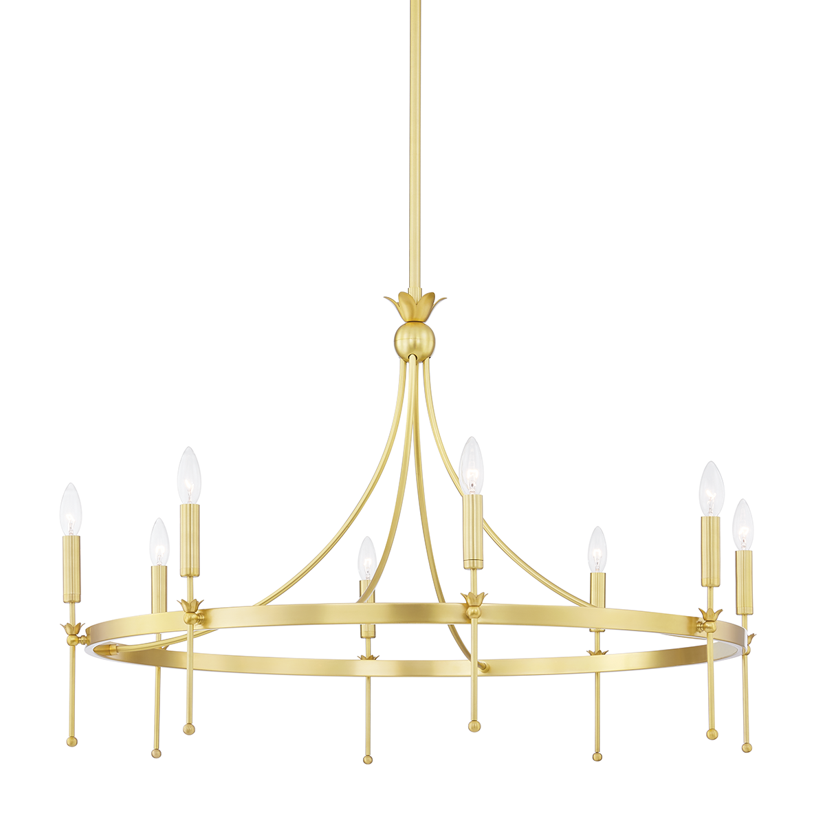 Gates Chandelier 38.5" in aged brass — a Hudson Valley chandelier for dining rooms, entries, and living rooms at Laurie Yapp Home.