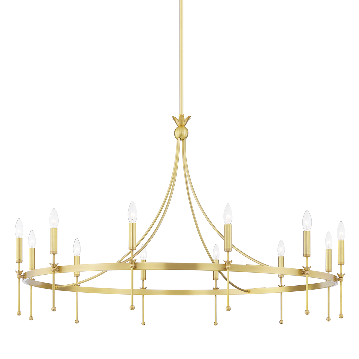 Gates Chandelier 50.5" in aged brass — a Hudson Valley chandelier for dining rooms, entries, and living rooms at Laurie Yapp Home.
