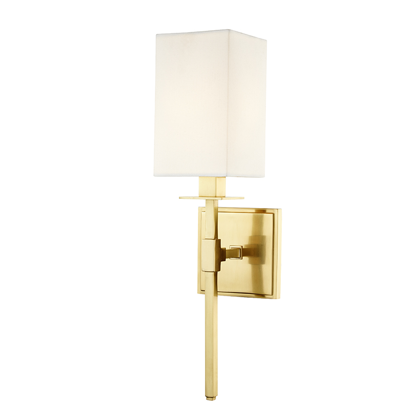 Taunton Wall Sconce in aged brass — a Hudson Valley wall sconce for bathrooms, hallways, and living rooms at Laurie Yapp Home.