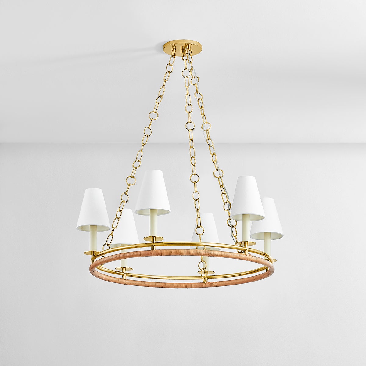 Swanton Chandelier 31" in aged brass — a Hudson Valley chandelier for dining rooms, entries, and living rooms at Laurie Yapp Home.