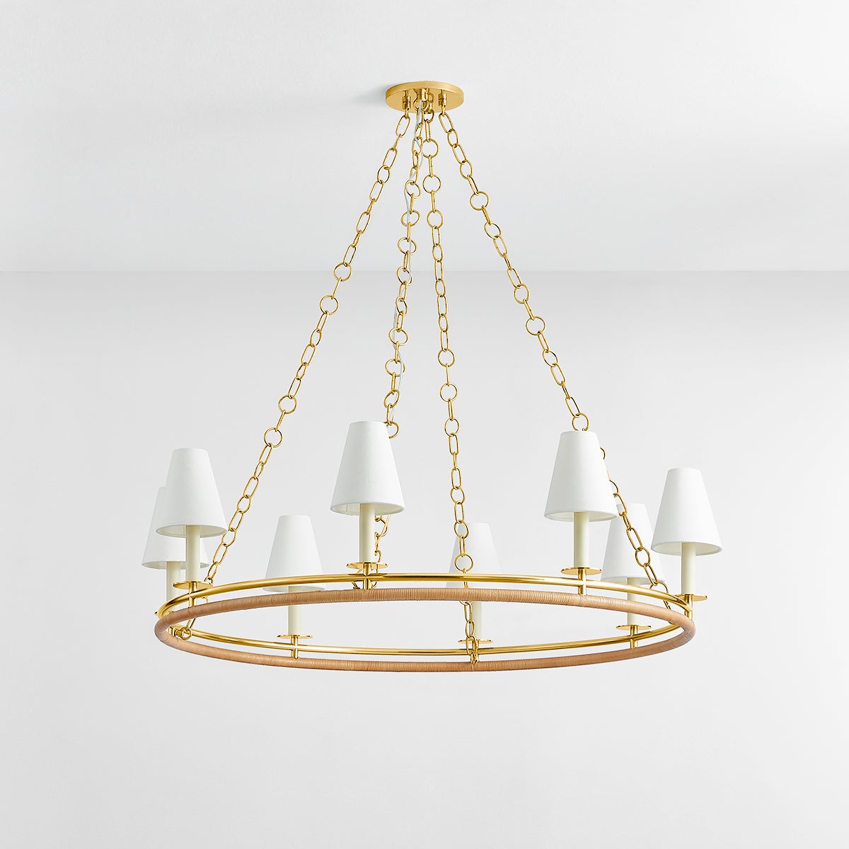 Swanton Chandelier 43" in aged brass — a Hudson Valley chandelier for dining rooms, entries, and living rooms at Laurie Yapp Home.