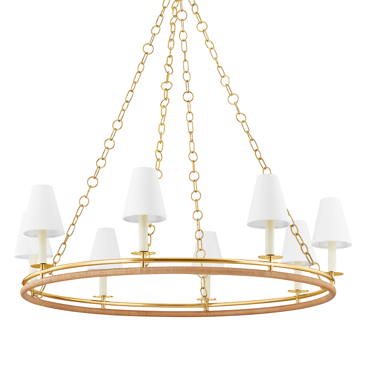 Swanton Chandelier 43" in aged brass — a Hudson Valley chandelier for dining rooms, entries, and living rooms at Laurie Yapp Home.
